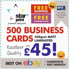 500 PREMIUM QUALITY 450gsm MATT LAMINATED BUSINESS CARDS - Top Quality