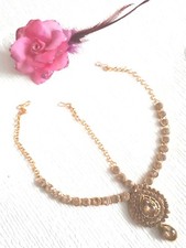 NEW INDIAN BOLLYWOOD HEAD PIECE MATHA PATTI HIJAB WEAR GOLD BRONZE STONE 