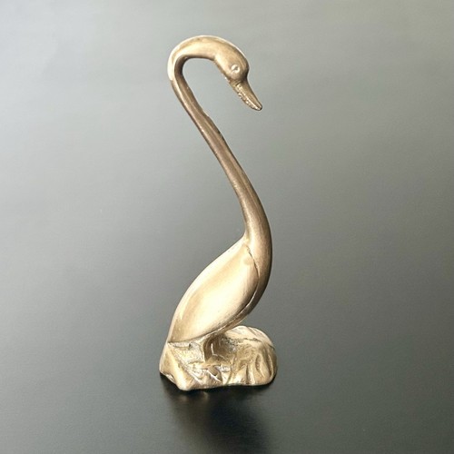 Vintage solid brass - brass, swan