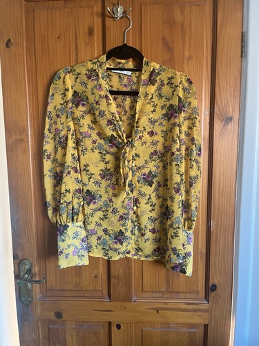 Mango yellow pussy bow blouse - pussy,