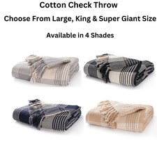 Premium Reversible Cotton Throws for Sofas Settee Couch Armchair Bedspread