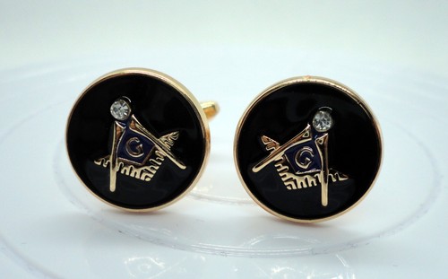 Freemason cufflinks black gold - freemason,