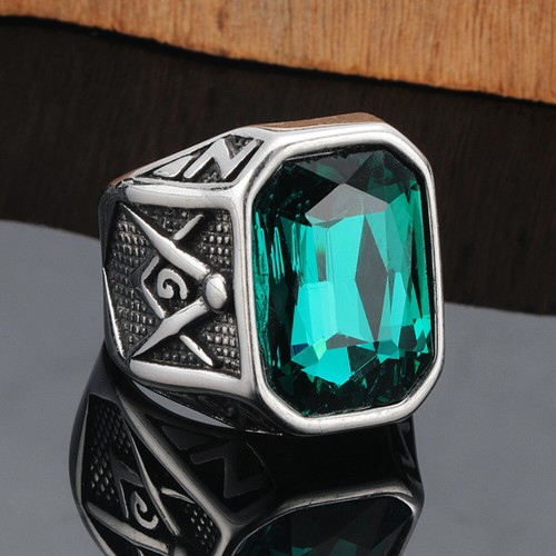 Men masonic stone ring - masonic,