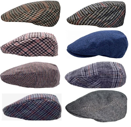 Tweed check flat cap - flat, vintage