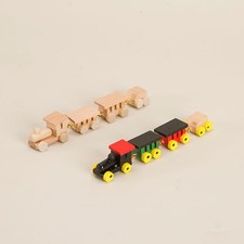  2 Sets Dollhouse Accessories Toy Train Miniature Model Tiny Trains