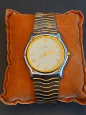 EBEL Classic Wave - Men's Watch 35mm 18K Gold Bezel Watch E-1187141 Box + Papers