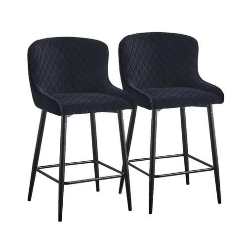 Black velvet bar stools - 2x,