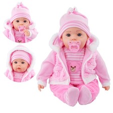20” Baby Doll Girl Soft Bodied Toy with Sounds & Dummy BiBi Doll Pink Coat Pinky