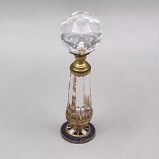 Antique Crystal Brass and Enamel Collectable Wax Seal Stamp