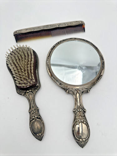 Vintage heavy mirror comb and - comb,