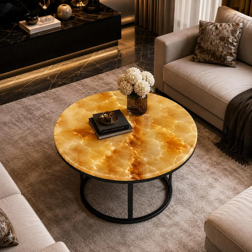 Honey onyx round - honey, table