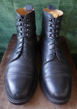 CROCKETT & JONES ‘CONISTON’ CAP TOE DERBY BLACK SCOTCH GRAIN MENS BOOT UK 8