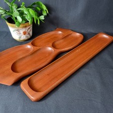 Pair Of Teak Wooden Brenda Bridget Snack Plates Mcm Kitchenalia
