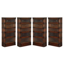 SUITE OF FOUR ORIGINAL GLOBE WERNICKE SOLICITORS STACKING BOOKCASES DRAWER BASES