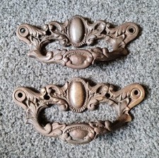 2 X Old Vintage Antique Lovely Ornate drawer/box handles