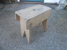VINTAGE RUSTIC PAINTED  PINE STOOL