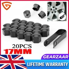 UNIVERSAL 17MM BLACK GLOSS ALLOY WHEEL NUT BOLT COVERS CAPS FOR VW BMW AUDI 20PC