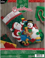 Plaid Bucilla Santa & Snowman