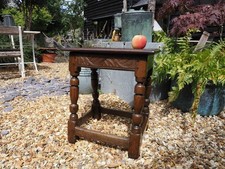 17th Century Oak Joint Stool With Later Top Carved Ideal Lamp Bedside Table