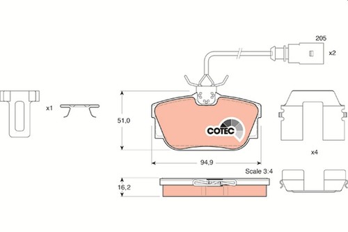 Rear brake pad set - brake, disc
