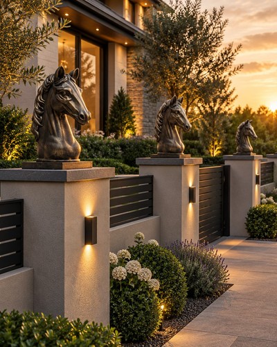 Bronze horse head - head, garden