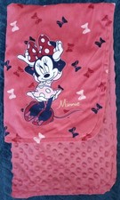 Primark Disney Minnie Mouse pram Blanket Double Sided bumps Dark Pink
