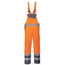 Hi Vis Viz Contrast Bib and Brace Trouser Waterproof workwear Dungarees Overall