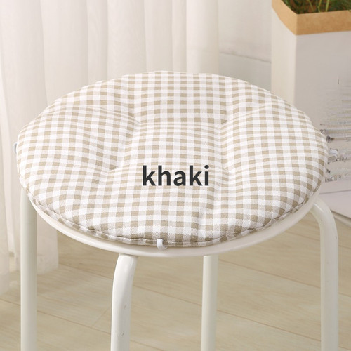 Round plaid checked cushion - plaid,