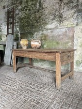 Antique French Farmhouse Chestnut Table Rustic Kitchen Dining with 2 Drawers