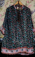 Vintage black teal & pink
