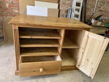 Solid Pine Tv Unit With Dual-Access Drawers And Cupboard. Really Heavy.