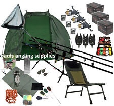 3 NGT Max  Rods  Carp Fishing Set Up Kit Reels Chair Alarms Bait Tackle Mat  