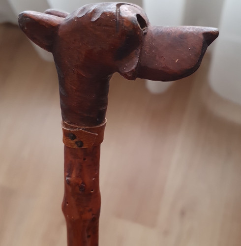 Vintage hand carved dog head - vintage,