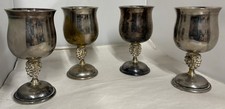 Spanish Silver Plate Set Of 4 Wine Goblets By Falstaff A1