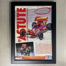 FRAMED TAMIYA ASTUTE, VINTAGE RADIO CONTROLLED CAR ADVERT 1989