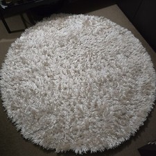 Beige Off White Pearl Shiny Janjira Shaggy Round Rug Mat Carpet 63 Inch/160cm 