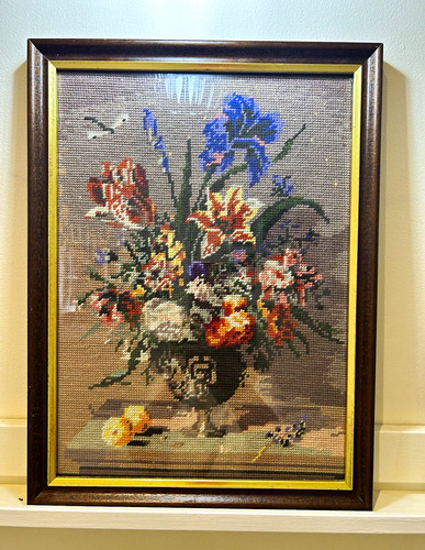 Framed finished cross stitch - finished,