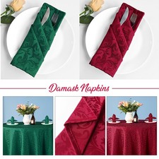 Damask Napkin Christmas Dinner Table Linen Serviettes Jacquard Cloth Red Green