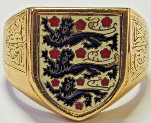 9ct yellow gold enamel lions - enamel,