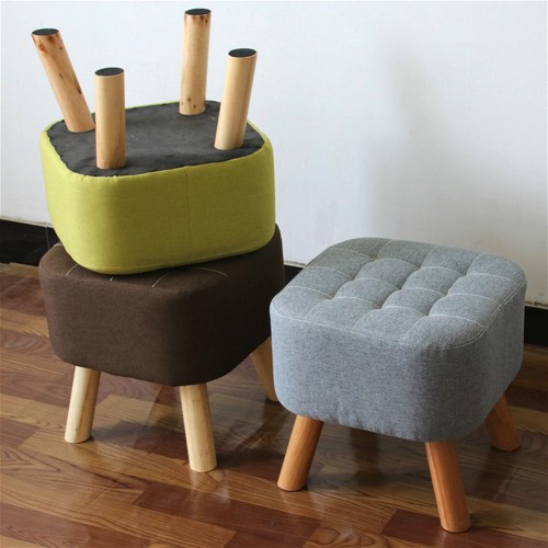 Linen fabric footstool - fabric,