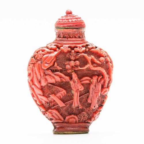 Chinese snuff bottle cinnabar - chinese,