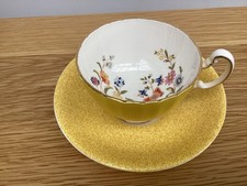 Aynsley Yellow Gold Cottage Garden Bone China (Cup Perfect) & (Saucer Marked)
