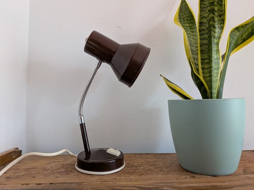 Vintage brown gooseneck desk - brown,