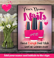 PERSONALISED NAIL SALON BAR BEAUTY ROOM VINTAGE 14 X 11 INCHES METAL SIGN RTS34