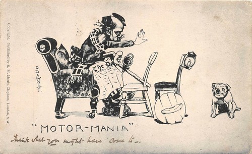 Postcard comic motoring - postcard, theme