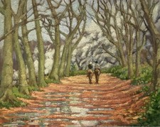 VINTAGE OIL PAINTING British Impressionist THE HORSE RIDERS By Simpson