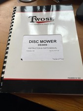 Twose Disc Mower Model DS300S Instructions and Parts Manual