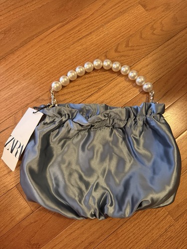 Nwt zara satin blue bag - satin, with