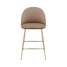 *WAS £216* NERYS BAR STOOL / TAUPE / VELVET / BRASS METAL LEGS