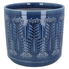 Glazed Navy Blue Pot, Protea